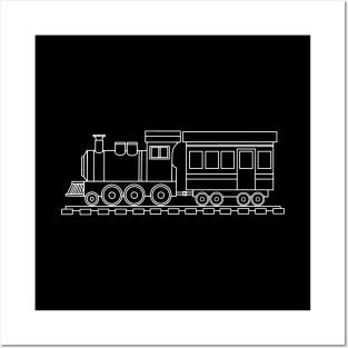 Cute white train hand drawn Posters and Art